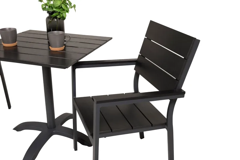 Norfolk Cafégruppe + 2 Konob Stoler - Svart - Hagemøbler & utemiljø - Hagegruppe - Cafemøbler & cafesett