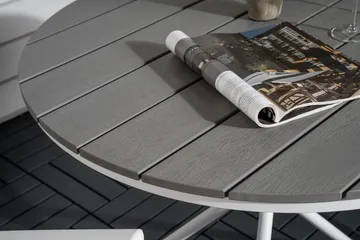 Parma Cafésett Rundt Ø90 cm + 2 Break Posisjonsstoler - Hvit/Grå - Hagemøbler & utemiljø - Hagegruppe - Cafemøbler & cafesett