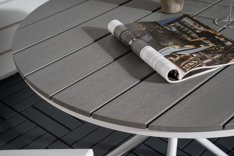 Parma Cafésett Rundt Ø90 cm + 2 Break Posisjonsstoler - Hvit/Grå - Hagemøbler & utemiljø - Hagegruppe - Cafemøbler & cafesett