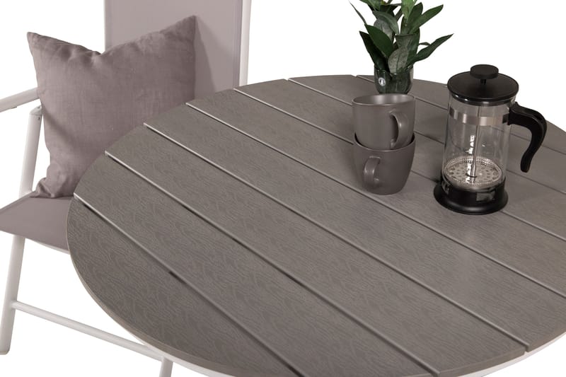 Parma Cafésett Rundt Ø90 cm + 2 Break Posisjonsstoler - Hvit/Grå - Hagemøbler & utemiljø - Hagegruppe - Cafemøbler & cafesett