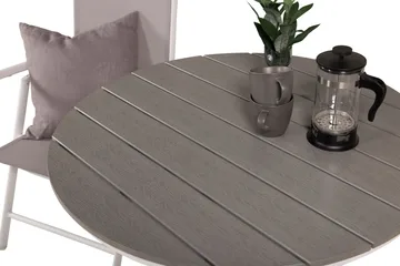 Parma Cafésett Rundt Ø90 cm + 2 Break Posisjonsstoler - Hvit/Grå - Hagemøbler & utemiljø - Hagegruppe - Cafemøbler & cafesett