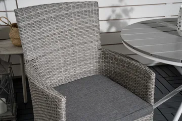 Parma Cafésett Rundt Ø90 cm + 2 Malin Karmstoler - Brun/Hvit - Hagemøbler & utemiljø - Hagegruppe - Cafemøbler & cafesett