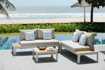 Portals Loungegruppe 4-seter - Hvit/Teak - Hagemøbler & utemiljø - Loungemøbler - Loungegrupper