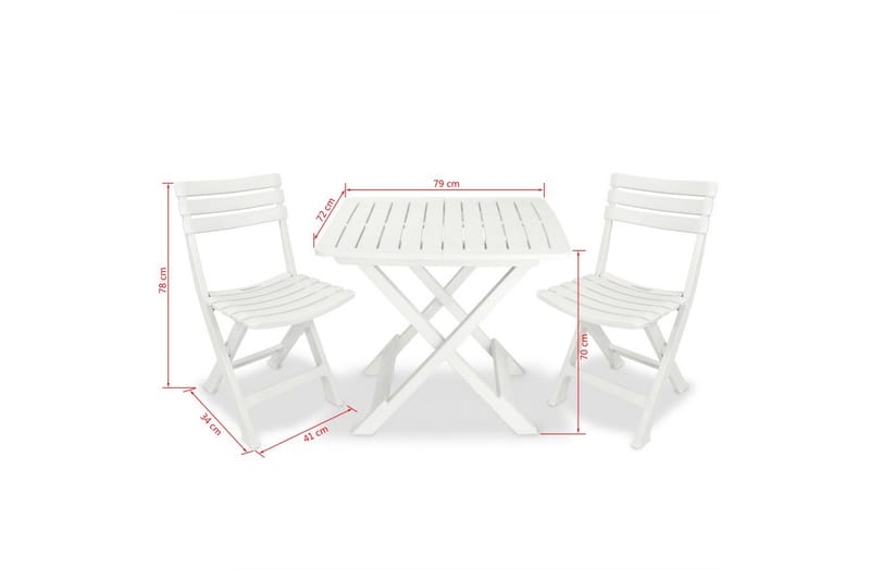 Sammenleggbart bistrosett 3 deler plast hvit - Hvit - Cafemøbler & cafesett