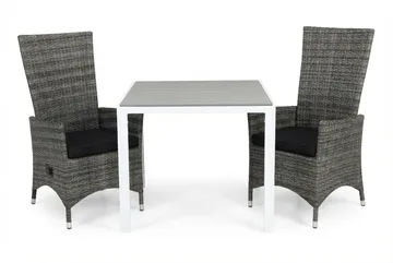 Tunis Spisegruppe 90+2 Jenny Regulerbare Stoler+Puter - Hvit/Grå/Svart - Hagemøbler & utemiljø - Hagegruppe - Cafemøbler & cafesett