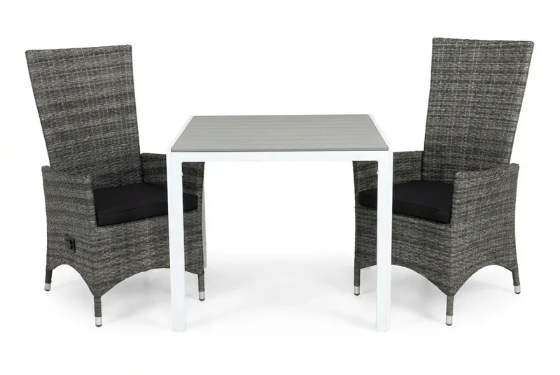 Tunis Spisegruppe 90+2 Jenny Regulerbare Stoler+Puter, Hvit/Grå/Svart