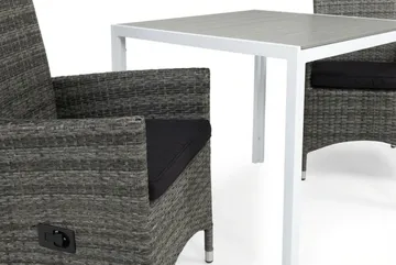 Tunis Spisegruppe 90+2 Jenny Regulerbare Stoler+Puter - Hvit/Grå/Svart - Hagemøbler & utemiljø - Hagegruppe - Cafemøbler & cafesett