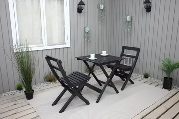 Wilma Cafésett 65x65 cm + 2 Stoler Grå/Hvit - Baltic Garden - Hagemøbler & utemiljø - Hagegruppe - Cafemøbler & cafesett