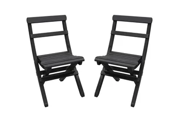 Wilma Cafésett 65x65 cm + 2 Stoler Grå/Hvit - Baltic Garden - Hagemøbler & utemiljø - Hagegruppe - Cafemøbler & cafesett