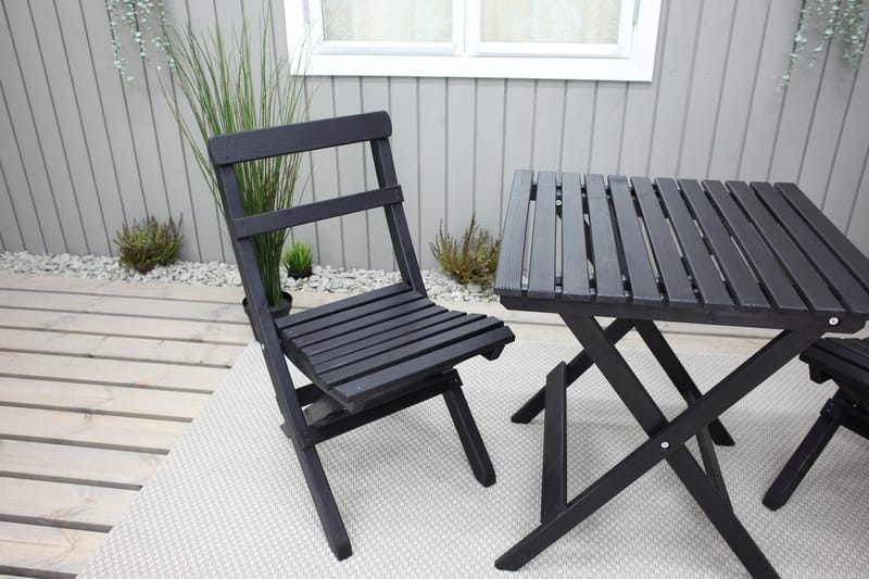 Wilma Cafésett 65x65 cm + 2 Stoler Grå/Hvit - Baltic Garden - Hagemøbler & utemiljø - Hagegruppe - Cafemøbler & cafesett