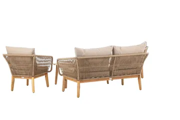 Chania sofagruppe 2-seters sofa + 2 lenestoler med bord utendørs - Brun - Hagemøbler & utemiljø - Hagegruppe - Sofagruppe utendørs