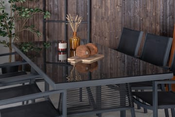 Dallas Spisegruppe cm Rektangulær med 6 Copacabana Stoler - Svart - Hagemøbler & utemiljø - Hagegruppe - Spisegrupper hage