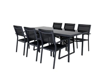 Dallas Spisegruppe cm Rektangulær med 6 Copacabana Stoler - Svart - Hagemøbler & utemiljø - Hagegruppe - Spisegrupper hage