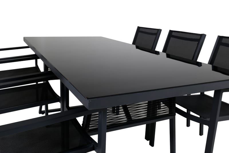 Dallas Spisegruppe cm Rektangulær med 6 Copacabana Stoler - Svart - Hagemøbler & utemiljø - Hagegruppe - Spisegrupper hage