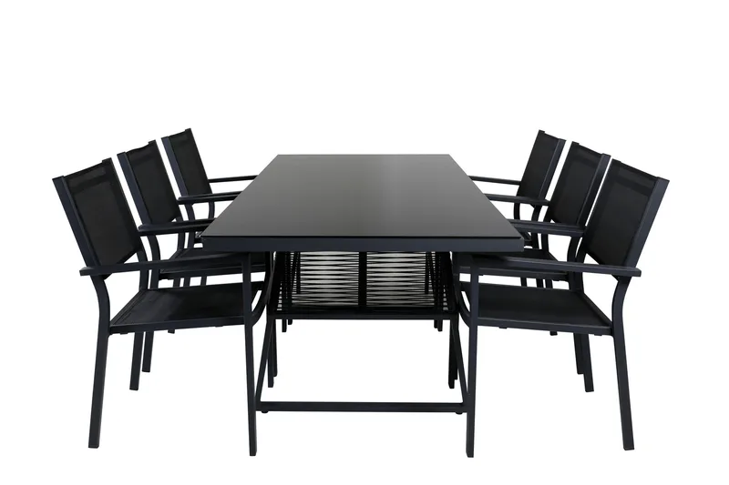 Dallas Spisegruppe cm Rektangulær med 6 Copacabana Stoler, Svart