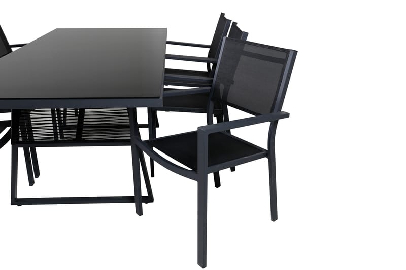 Dallas Spisegruppe cm Rektangulær med 6 Copacabana Stoler - Svart - Hagemøbler & utemiljø - Hagegruppe - Spisegrupper hage