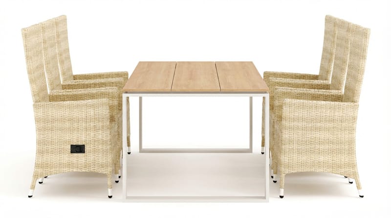 Devon utendørs spisegruppe 210x100 cm med 6 Jenny spisestoler - Beige/teak - Hagemøbler & utemiljø - Hagegruppe - Spisegrupper hage