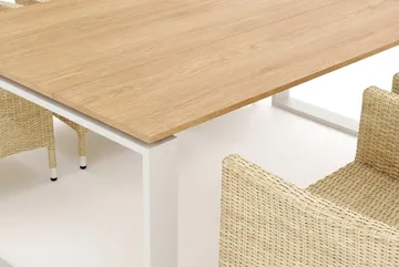 Devon utendørs spisegruppe 210x100 cm med 6 Jenny spisestoler - Beige/teak - Hagemøbler & utemiljø - Hagegruppe - Spisegrupper hage