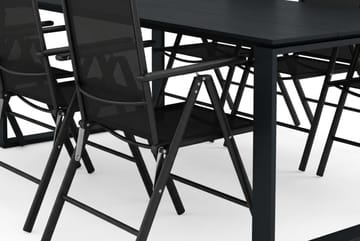 Devon utendørs spisegruppe 210x100 cm med 6 Maggie regulerbare stoler - Svart - Hagemøbler & utemiljø - Hagegruppe - Spisegrupper hage