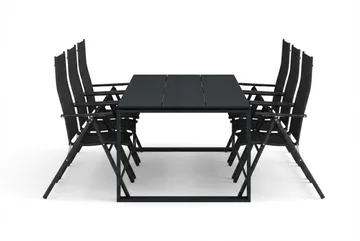 Devon utendørs spisegruppe 210x100 cm med 6 regulerbare stoler - Svart - Hagemøbler & utemiljø - Hagegruppe - Spisegrupper hage