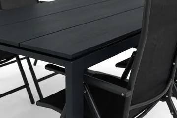 Devon utendørs spisegruppe 210x100 cm med 6 regulerbare stoler - Svart - Hagemøbler & utemiljø - Hagegruppe - Spisegrupper hage