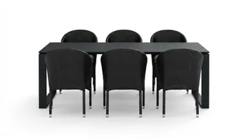 Devon utendørs spisegruppe 210x100 cm med 6 Thor lenestoler - Svart - Hagemøbler & utemiljø - Hagegruppe - Spisegrupper hage