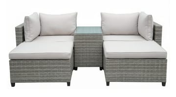 Dramilo loungegruppe i kunstrotting med bord og puter - Beige - Hagemøbler & utemiljø - Hagegruppe - Sofagruppe utendørs