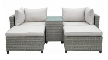 Dramilo loungegruppe i kunstrotting med bord og puter - Beige - Hagemøbler & utemiljø - Hagegruppe - Sofagruppe utendørs