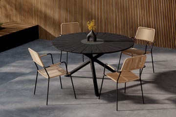 Finnhamn Rundt Spisebord 140 cm med 4 Lindos Spisestoler - Svart - Hagemøbler & utemiljø - Hagegruppe - Spisegrupper hage