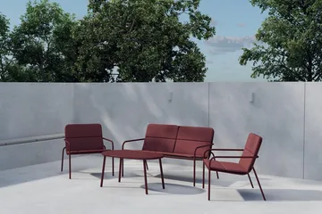 Fourni sofagruppe 2-seters sofa + 2 lenestoler med bord utendørs - Vinrød - Hagemøbler & utemiljø - Hagegruppe - Sofagruppe utendørs