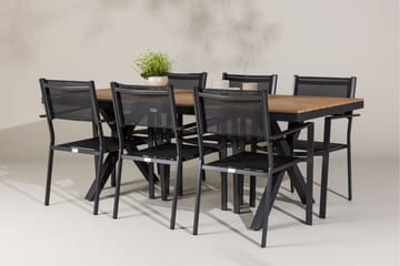 Garcia Spisegruppe 200 cm Rektangulær med 6 Copacabana Stoler - Svart - Hagemøbler & utemiljø - Hagegruppe - Spisegrupper hage