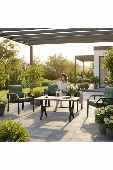 Garden Lounge Set Atelier Del Sofa Grønn svart - Hagemøbler & utemiljø - Hagegruppe - Sofagruppe utendørs