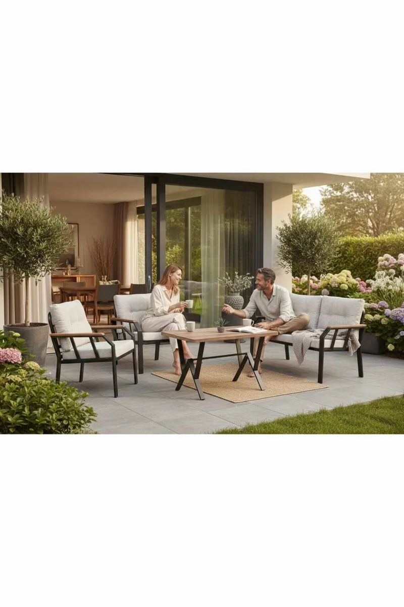 Garden Lounge Set Atelier Del Sofa Krem svart