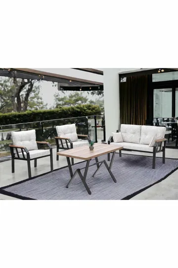 Garden Lounge Set Atelier Del Sofa Krem svart - Hagemøbler & utemiljø - Hagegruppe - Sofagruppe utendørs