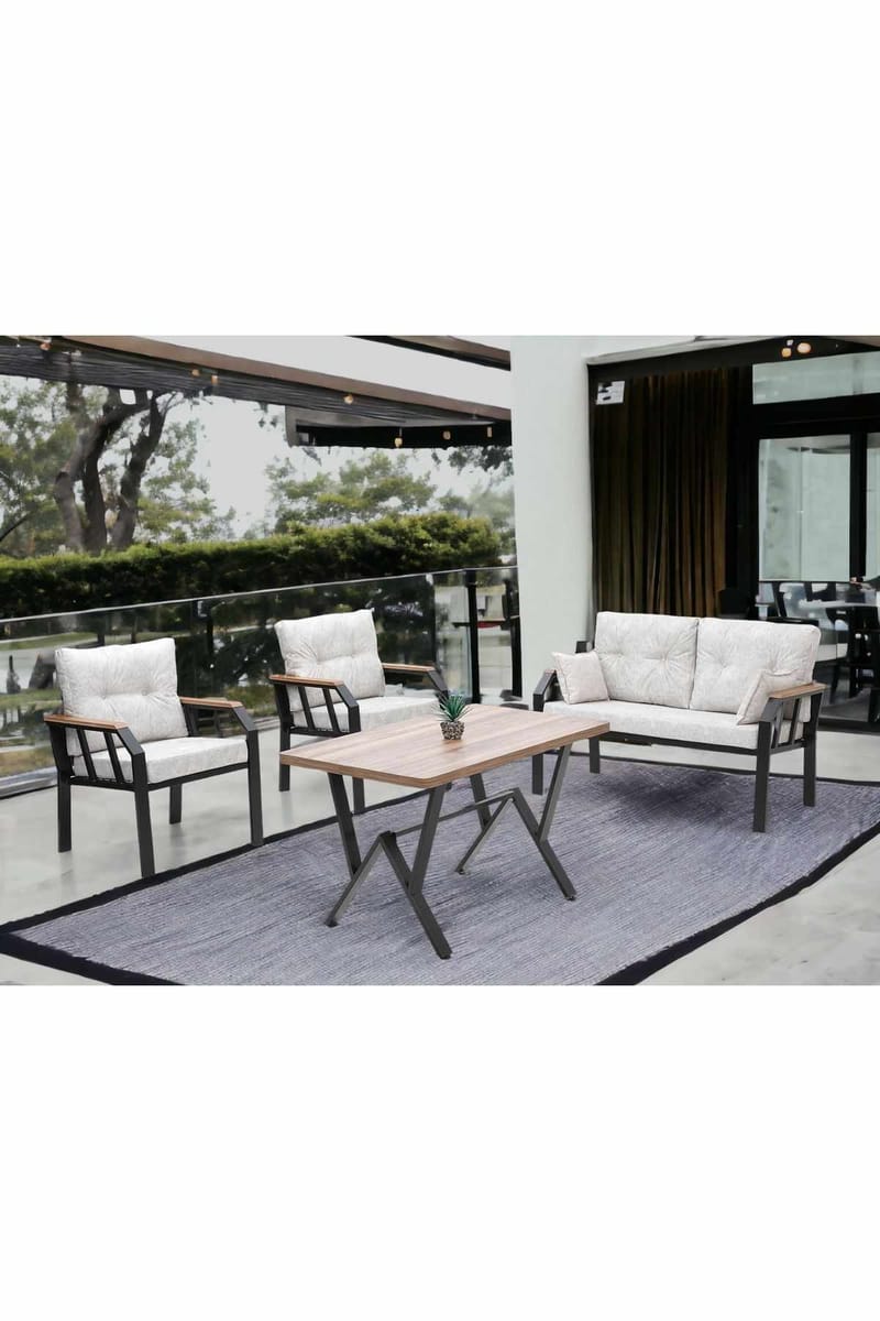 Garden Lounge Set Atelier Del Sofa Krem svart - Hagemøbler & utemiljø - Hagegruppe - Sofagruppe utendørs