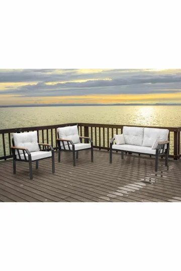 Garden Lounge Set Atelier Del Sofa Krem svart - Hagemøbler & utemiljø - Hagegruppe - Sofagruppe utendørs