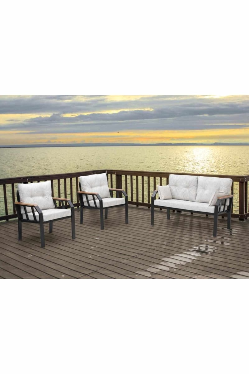 Garden Lounge Set Atelier Del Sofa Krem svart - Hagemøbler & utemiljø - Hagegruppe - Sofagruppe utendørs
