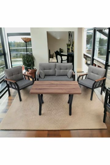 Garden Lounge Set Atelier Del Sofa Svart hvit - Hagemøbler & utemiljø - Hagegruppe - Sofagruppe utendørs