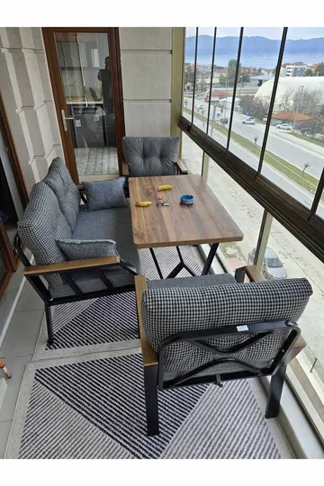 Garden Lounge Set Atelier Del Sofa Svart hvit - Hagemøbler & utemiljø - Hagegruppe - Sofagruppe utendørs
