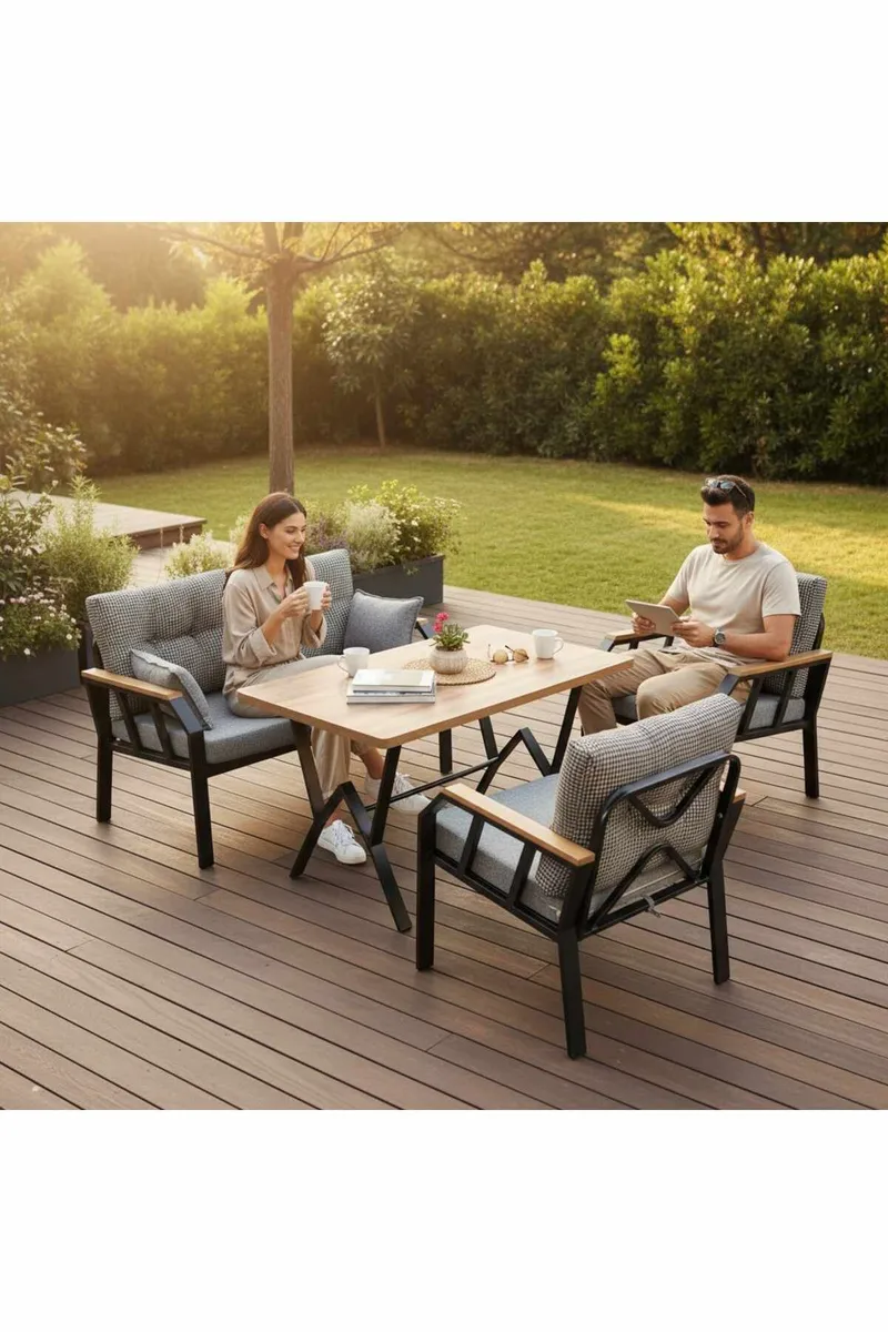Garden Lounge Set Atelier Del Sofa Svart hvit