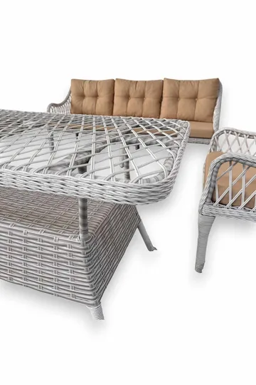 Hage-loungesett Atelier Del Sofa Hisar 3+1+1 (170 x 78 x 56 cm) Beige hvit - Hagemøbler & utemiljø - Hagegruppe - Sofagruppe utendørs