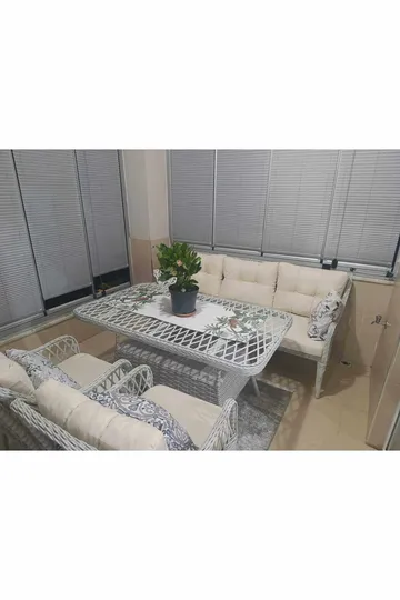 Hage-loungesett Atelier Del Sofa Hisar 3+1+1 (170 x 78 x 56 cm) Beige - Hagemøbler & utemiljø - Hagegruppe - Sofagruppe utendørs
