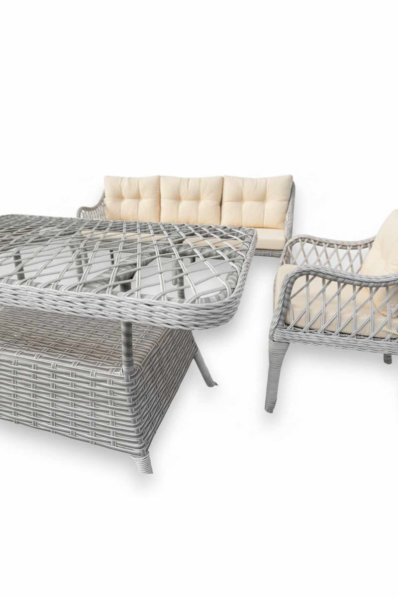 Hage-loungesett Atelier Del Sofa Hisar 3+1+1 (170 x 78 x 56 cm) Beige - Hagemøbler & utemiljø - Hagegruppe - Sofagruppe utendørs