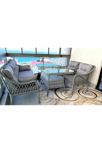 Hage-loungesett Atelier Del Sofa Hisar 3+1+1 (170 x 78 x 56 cm) Lysegrå - Lysegrå - Hagemøbler & utemiljø - Hagegruppe - Sofagruppe utendørs
