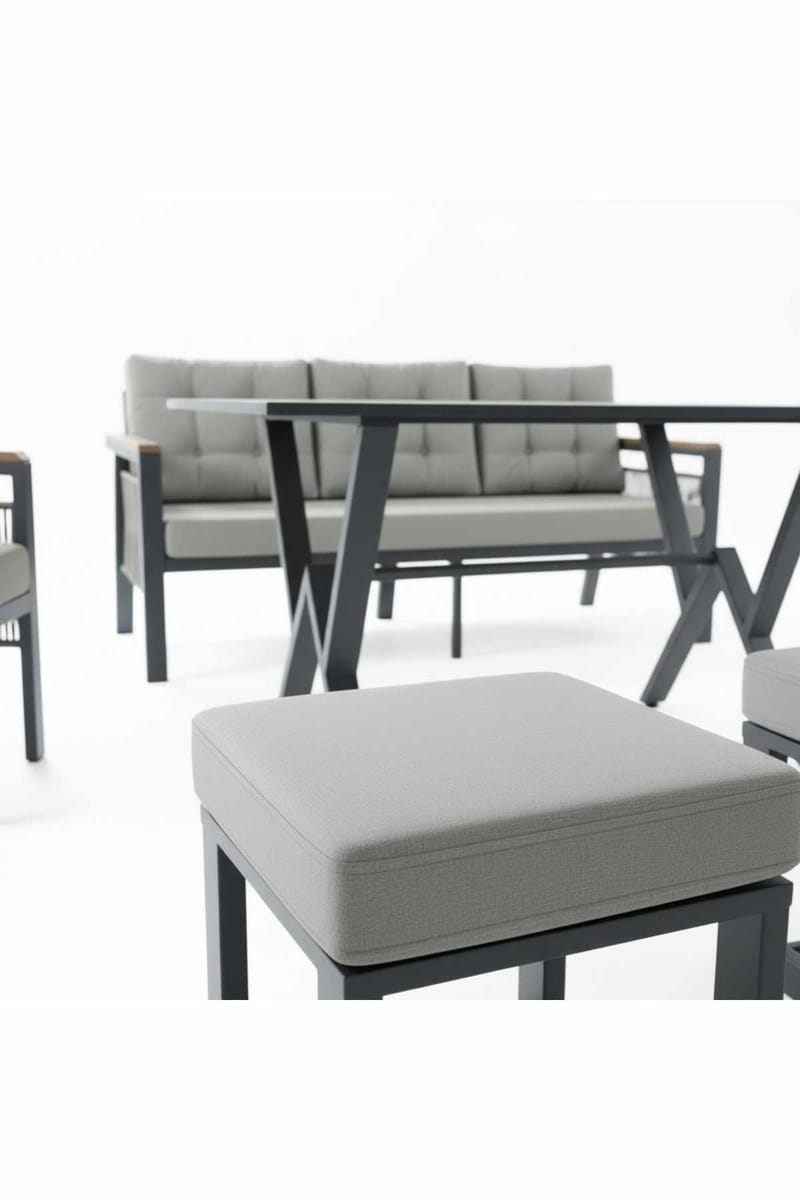 Hage-loungesett Atelier Del Sofa Lilyum 3+1+1+2 (170 x 78 x 60 cm) Grå - Hagemøbler & utemiljø - Hagegruppe - Sofagruppe utendørs
