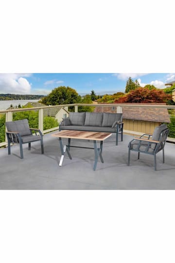 Hage-loungesett Atelier Del Sofa Nergiz 3+1+1 (200 x 78 x 58 cm) Mørk grå - Mørkegrå - Hagemøbler & utemiljø - Hagegruppe - Sofagruppe utendørs
