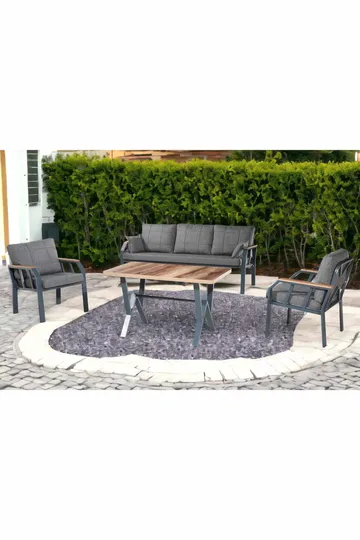 Hage-loungesett Atelier Del Sofa Nergiz 3+1+1 (200 x 78 x 58 cm) Mørk grå