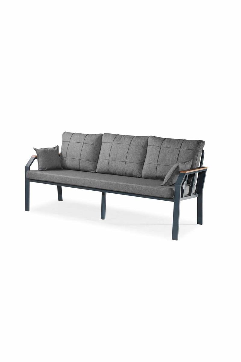 Hage-loungesett Atelier Del Sofa Nergiz 3+1+1 (200 x 78 x 58 cm) Mørk grå - Mørkegrå - Hagemøbler & utemiljø - Hagegruppe - Sofagruppe utendørs