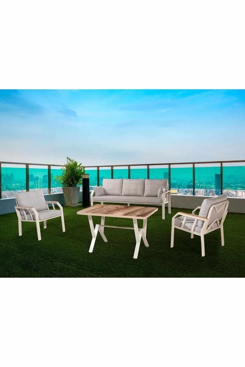 Hage-loungesett Atelier Del Sofa Nergiz 3+1+1 (200 x 78 x 58 cm) Melkebrun