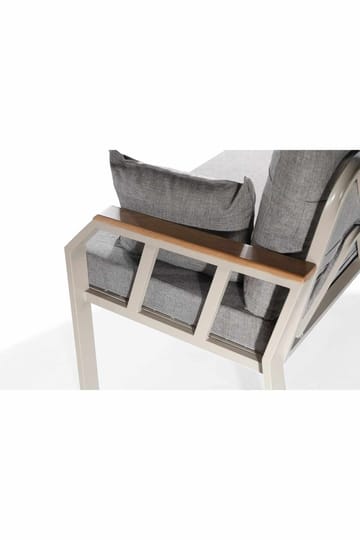 Hage-loungesett Atelier Del Sofa Nergiz 3+1+1 (200 x 78 x 58 cm) Melkebrun - Hagemøbler & utemiljø - Hagegruppe - Sofagruppe utendørs
